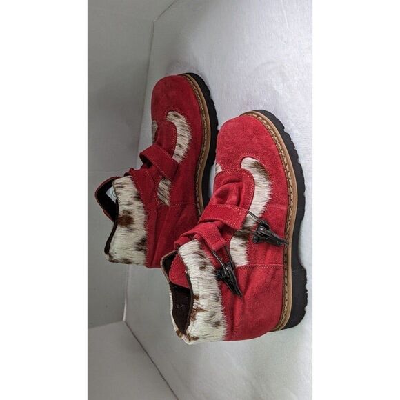 MARTINO of Canada Red ALPINE Leather Boot Womens Sz 9 Brass Metal Buckle Closure - Picture 7 of 12